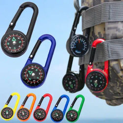 Outdoor Compass Carabiner Mini Camping Keychain Mountaineering Hiking Backpack Buckle with Compass Survival Children Gifts