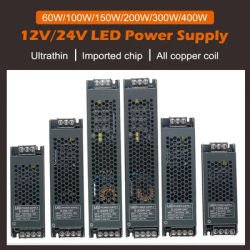 DC 12V 24V LED Power Supply Switch AC 190-240V Mute Light Transformer Driver LED Converter 60W 100W 200W 300W 400W Power Adapter