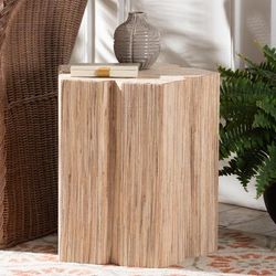 Janeth Bohemian Woven Grasscloth End Table by Wholesale Interiors INC in Natural (Size ONE SIZE)