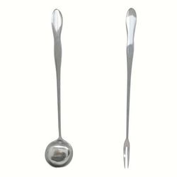 TEMU 2pcs Reusable Stainless Steel Pickle & Olive Set, Long Handled Serving Forks, Utensil Forks, Fruit Fork, Long Handle Spoon, Kitchen Tools - Serving And Picking Up Canned Pickles And Olives