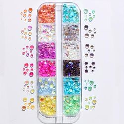TEMU Multi-colored Mermaid Bubble Beads For Nail Art, 6/12 Grids Assorted Macaron Flat Bottom Pearlescent Rhinestones, Semi-circular Illusory Decorative Manicure Pearls, Unscented