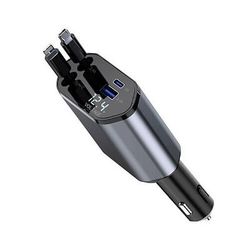 adattatore per caricabatteria da auto 120w carica rapida usb tipo c cavo di carica rapida con cavi retrattili adatto per iphone 16/15/14/13/12 samsung