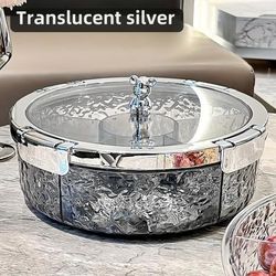 TEMU Multi-grid Snap-on Seal, Glacier Pattern Seal, Dried Fruit Plate, Living Room, Coffee Table, Household Candy, Snack Display Plate, Nut Storage Box, Fruit Plate