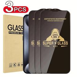 TEMU Set Of 3 9h Tempered Glass Screen Protectors For Mobile Phones, Suitable For Iphone X/xr/xsmax/11/12/13/14/15/16 Pro Max, Featuring Esd Anti-static And Scratch-resistant Full Coverage.