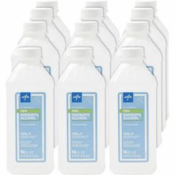 Medline Isopropyl Rubbing Alcohol, For Cut, Scrape, Burn, Wound, 16 fl oz, 12/Carton (MIIMDS098003ZCT)