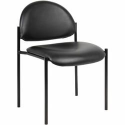 Lorell Reception Guest Chair, Vinyl Back, Tubular Steel Frame, Four-legged Base, Black (LLR69607)