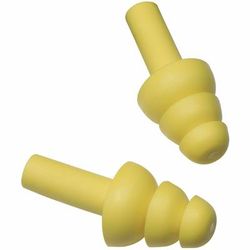 3M E-A-R UltraFit Earplugs w/ Case, Yellow, Washable, Triple Flange, Soft, Tapered, Uncorded, Durable, Long Lasting, Moisture Resistant, 100/Box (MMM3