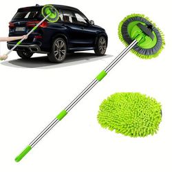 "TEMU Microfiber 48" Car Wash Mop With Long Handle - Scratch-free Detailing For Cars, Trucks, Suvs, Rvs, Boats - Includes Chenille Sponge Duster"