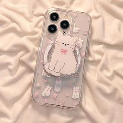 TEMU Acrylic Transparent Wireless Charging Mobile Phone Case With Magnetic Bracket Suitable For Iphone16promax/15/14plus/13/12/11 Protective Case