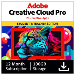 Adobe Creative Cloud, Pro Student & Teacher Edition, 20 Creative Apps Plus 100Gb Storage,12-Month Subscription, Pc/mac, Esd