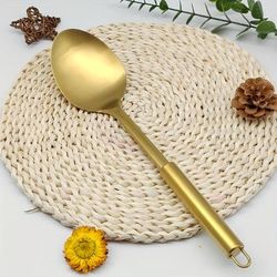 TEMU Elegant Stainless Steel Serving Spoons: Golden, Black, And Silver - Home Or Restaurant Use