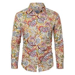 Retrò Vintage Anni '70 Camicia Hippie Paisley Costume Per uomo Feste Abbigliamento quotidiano Parata dell'Orgoglio Adulti Camicia
