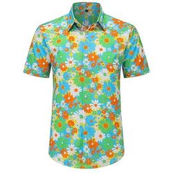 Retrò Vintage Anni '70 Camicia Camicia Aloha Hippie Floreale Margherita Costume Per uomo Vacanza Feste Parata dell'Orgoglio Adulti Camicia