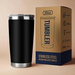 TEMU 20oz Black Stainless Steel Insulated Tumbler - Leak-proof, Travel Cup For Beverages, Ideal For Office, Camping, Dining, And Car Travel - Perfect Christmas & New Year Gift, Travel Mug