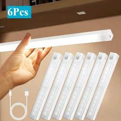 TEMU 6pcs Sensor Cabinet Lights, Led Closet Lights, Usb Rechargeable, For Under Counter Lighting, Kitchen, Bedroom, Closet, Sinks