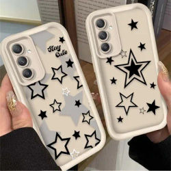 Black White Star Silicone Case for Samsung Galaxy A35 A55 A15 A25 A16 A06 A05 A05S A24 A13 A23 A12 A22 A32 A52 A71 A51 4G Funda