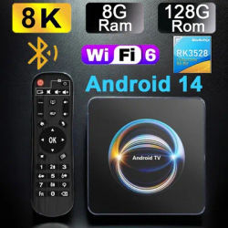 Android Tv Box RK3528 X66 8GB RAM 128GB ROM Android14 Support 4K 8K 5G Wifi6 BT5.2 Google YouTube Voice Set Top Box Media Player