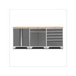 NewAge Garage Cabinets PRO Platinum 4-Piece Workbench Set with Bamboo Top