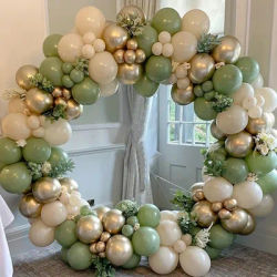 Guirxiété de Ballons Rétro en Arc, Kit de Sable Beige, Vert et Blanc, Décoration d'Arrière-Plan pour ixd'Anniversaire, Mariage et ixde Léon, 103 Pièces