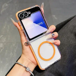 For Samsung Galaxy Z Flip 6 5 4 3 Flip6 Flip5 Flip4 Flip3 5G For Magsafe Magnetic Clear Phone Case Transparent Shockproof Cover