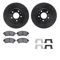 R1 Concepts Brake Disc & Pad Kit eLINE Black Rotors with Optimum OEp Pads Series, Front, 1 Year Limited Warranty WHUH1-46109
