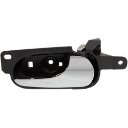 Replacement Interior Door Handle Chrome Lever with Black Bezel, Front or Rear, Passenger Side, 1-year unlimited-mileage