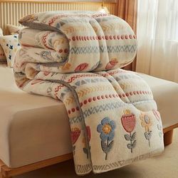 TEMU Bohemian Style, Floral Fleece Blanket, Winter Quilt - Fleece, Plush, Warm And Cozy, Suitable For Bedrooms And Guest Rooms, Winter And Autumn., Back To School, Christmas, New Year