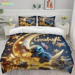 TEMU Valentine's Day Stitch Printed Cartoon Duvet Cover Bedding Sets Including 3pcs: 1 Duvet Cover And 50 Pillowcases, Suitable For Bedrooms In Sizes.