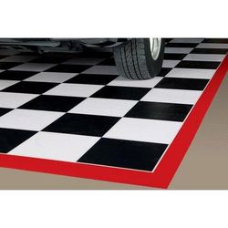 G-Floor Checkered Parking Pad, Red Border / 5' x 10'
