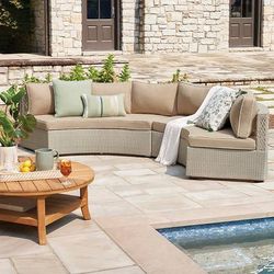 Pasadena II 2-pc. Modular Sofa Set in Dove Wicker - Standard, Rumor Midnight - Frontgate