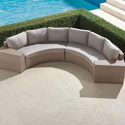 Pasadena II 4-pc. Modular Sofa Set in Dove Wicker - Quick Dry, Restored Seaglass - Frontgate