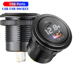 12V/24V USB Car Charger Power Socket with led PD and QC3.0 Fast Charging Charger for Car RV Boats Motorcycle