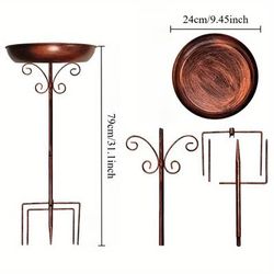 "TEMU Vintage-style Cast Bath With Sturdy Base - 12" Outdoor Bird Feeder, No Power Needed, Rustic Design For Garden Or Patio, Bird Bath"
