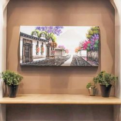 Saint Francis in Antigua,'Oil Painting of Street Near Saint Francis Church in Antigua'