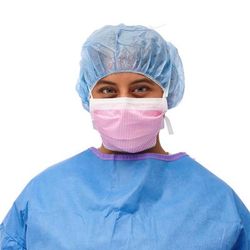 Medline ASTM Level 3 Surgical Face Mask with Anti-Fog Foam Ties ,and Cellulose Inner/Outer Facings, Pink, 50/BX (NON27712Z)