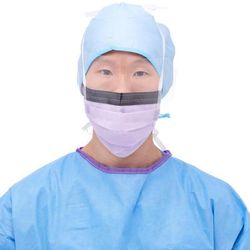 Medline ASTM Level 3 Surgical Face Mask with Ties, Eye Shield, Anti-Fog Foam Strip, Purple, 100/CS (NON27410)