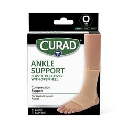 Curad Elastic Open-Heel Ankle Support, Universal Size, Right or Left Ankle, Retail Packaging, 4 Supports/Case, 4/CS (CURORT261U)