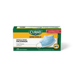 Curad Germ Shield Medical Grade Face Mask with Ear Loops, 25/Box, 12/CS (CUR38325)