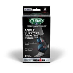 Curad Performance Series IRONMAN Ankle Support with Stays, Black, Universal Size, 1 EA (CURIM26800HH)