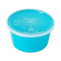 Medline Denture Container with Lid, Aqua, 250/CS (DYND70293)