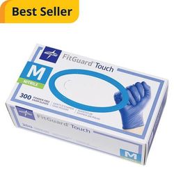 Medline FitGuard Touch Powder-Free Nitrile Exam Gloves, Size L, 1000/CS (FG100L)