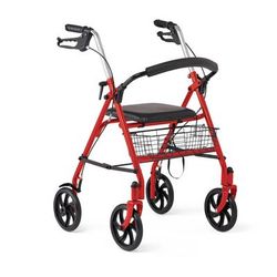 Medline Steel Rollator with 8" Wheels, Red, Knockdown, 1 EA (MDS86860ERS8)