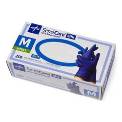 Medline SensiCare Silk Powder-Free Nitrile Exam Gloves with SmartGuard Film, Size M, 250/BX (MDS2585H)