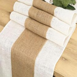 TEMU Burlap Doilies Flag Farmhouse Table Decoration Lace Doilies Jute Fabric, Light Colored Edge 30*180cm