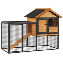 TEMU Rabbit Hutch Guinea Pig Hutch Wood-metal Elevated Guinea Pig House Pet Bunny Cage For Outdoor 122 X 92cm Light Yellow