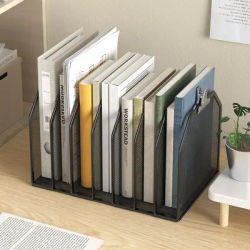 5-Section Vertical Desktop Organizer, 5-Section Mesh File Folder Stand Sorter for Office Home Classroom Organization