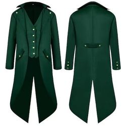 Punk Gotico Medievale Steampunk Cappotto Smoking Trench Ebenezer Scrooge Dickens Vampiro Elfo Mago Costume Per uomo Stile Steampunk Natale Halloween Mascherata Performance Adulti Cappotto