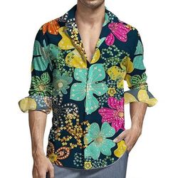 Retrò Vintage Anni '70 Camicia Camicia Aloha Hippie Floreale Costume Per uomo Mascherata Feste Abbigliamento quotidiano Parata dell'Orgoglio Adulti Camicia