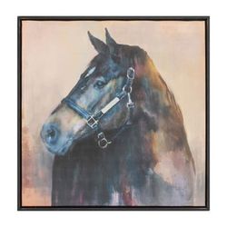 Framed Horse Canvas Art 24"SQ by Melrose in Black Beige
