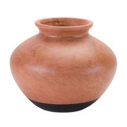 Pot 9"D x 7.75"H Ceramic by Melrose in Brown/black